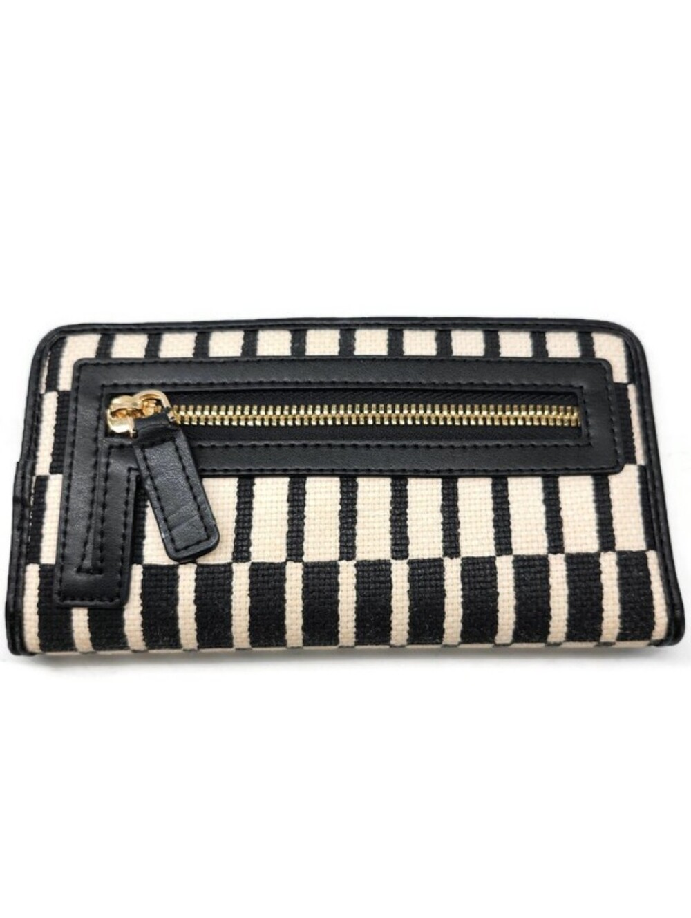 Spartina 449 West RFID Bluff Black & Ivory Woven Linen Leather Bi-Fold Wallet - Picture 2 of 13